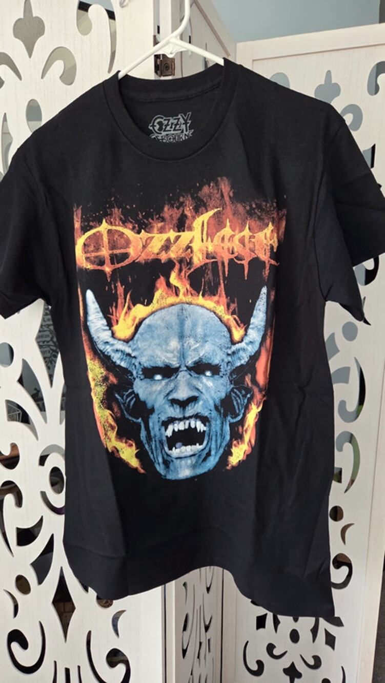 Ozzy Osbourne Blue Demon Fire Graphic T-Shirt Black Medium Monowise 2025 NWOT